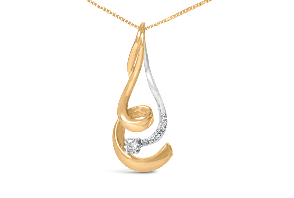 Espira 10K two-tone gold swirl pendant with round diamonds on gold chain by Bids.com on Tampa Home & Garden Store