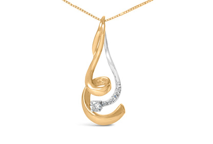 Espira 10K two-tone gold swirl pendant with round diamonds on gold chain by Bids.com on Tampa Home & Garden Store