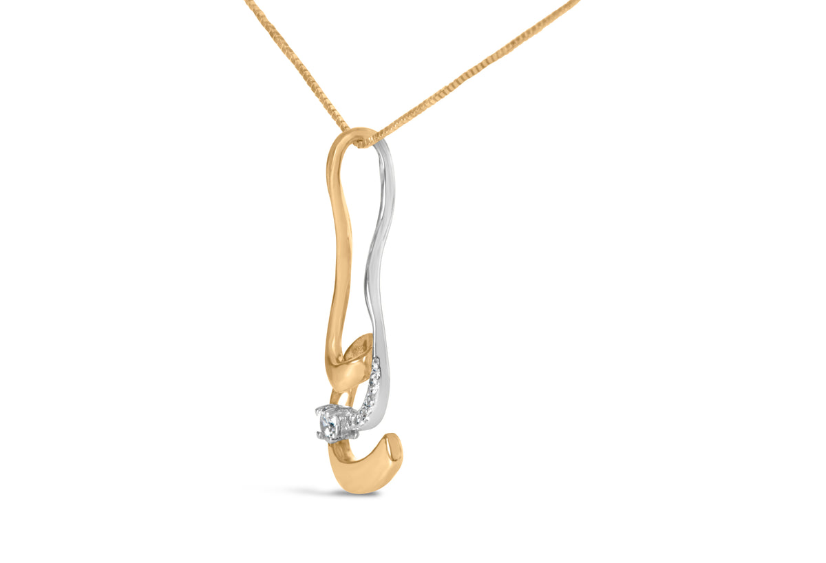 Espira 10K two-tone gold pendant necklace with diamond swirl, I-J color I2-I3 clarity on Tampa Home & Garden Store