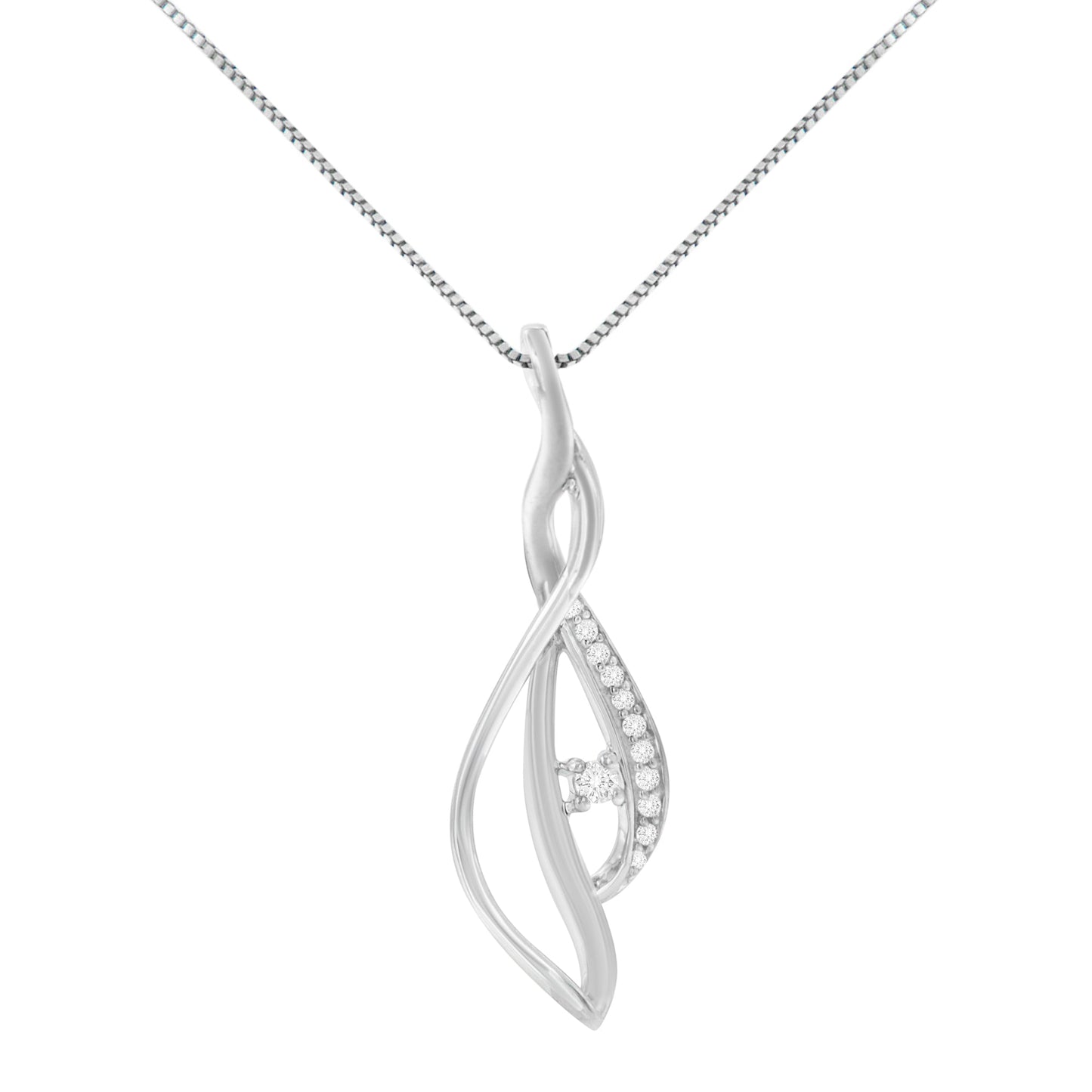 Espira 10K white gold diamond accented open cascade twist pendant necklace, 18in chain on Tampa Home & Garden Store