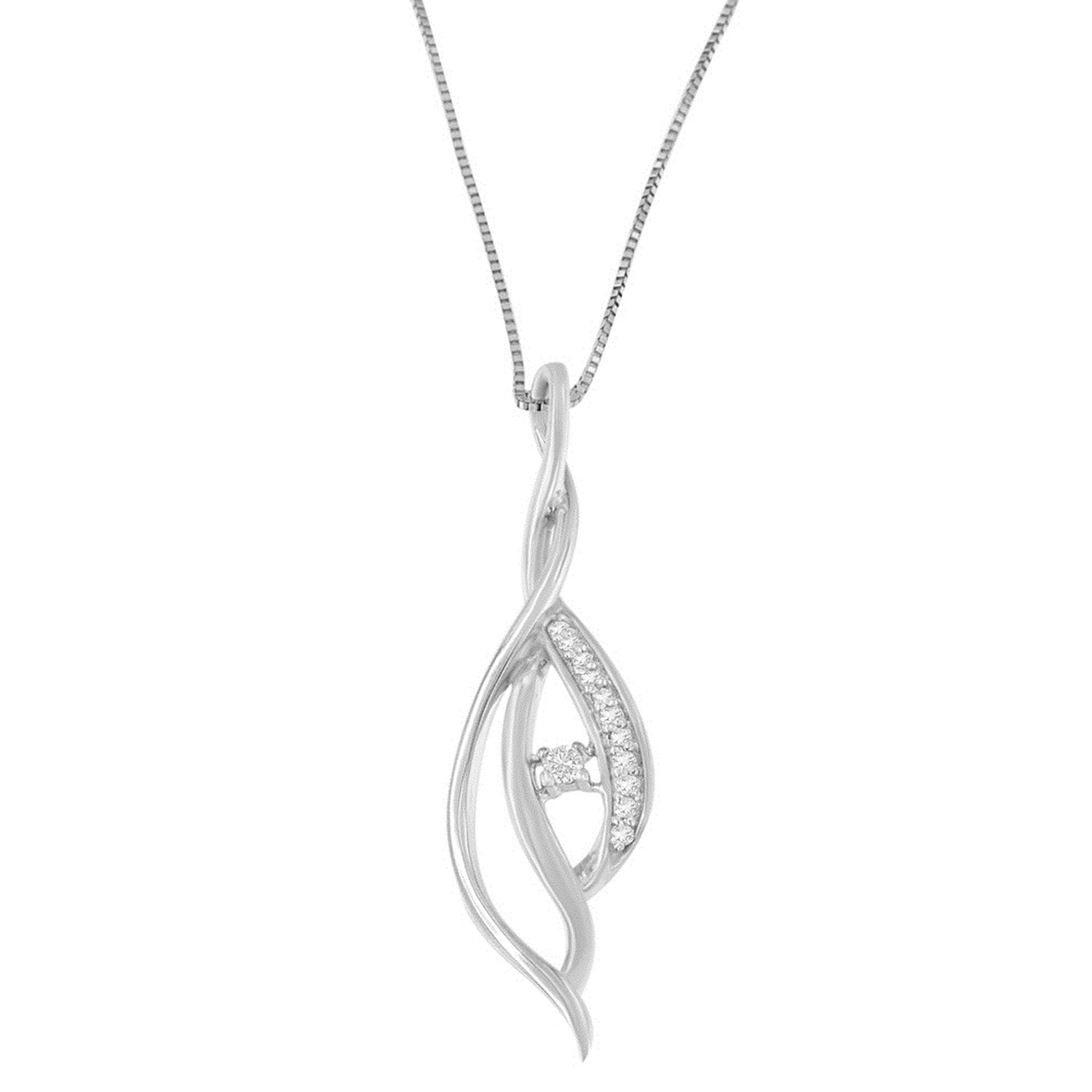 Espira 10K white gold open cascade twist necklace with diamond accents, 1/10 Cttw J-K I1-I2 on Tampa Home & Garden Store