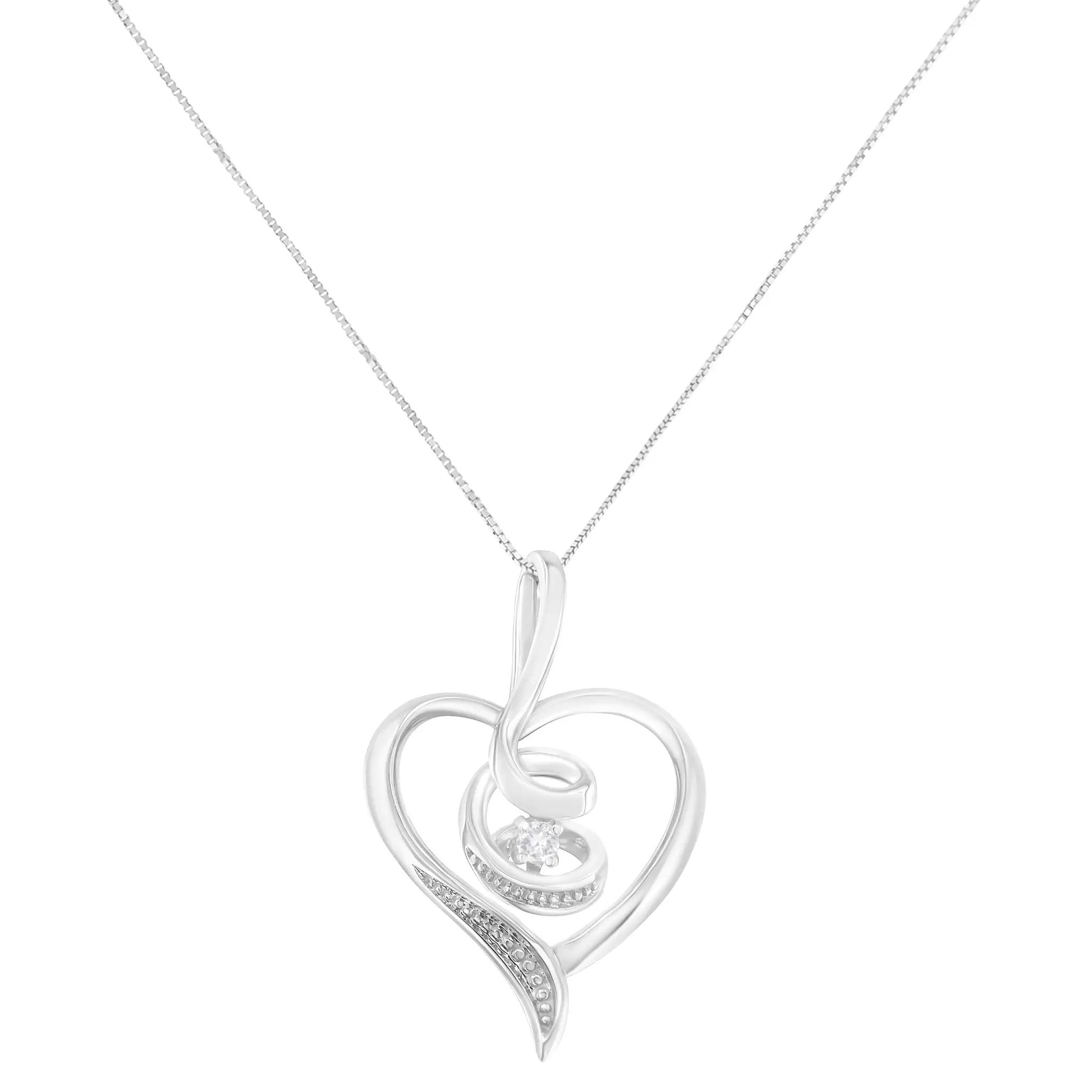 Espira 10K white gold diamond-accented swirl open-heart pendant necklace on 18-inch chain on Tampa Home & Garden Store
