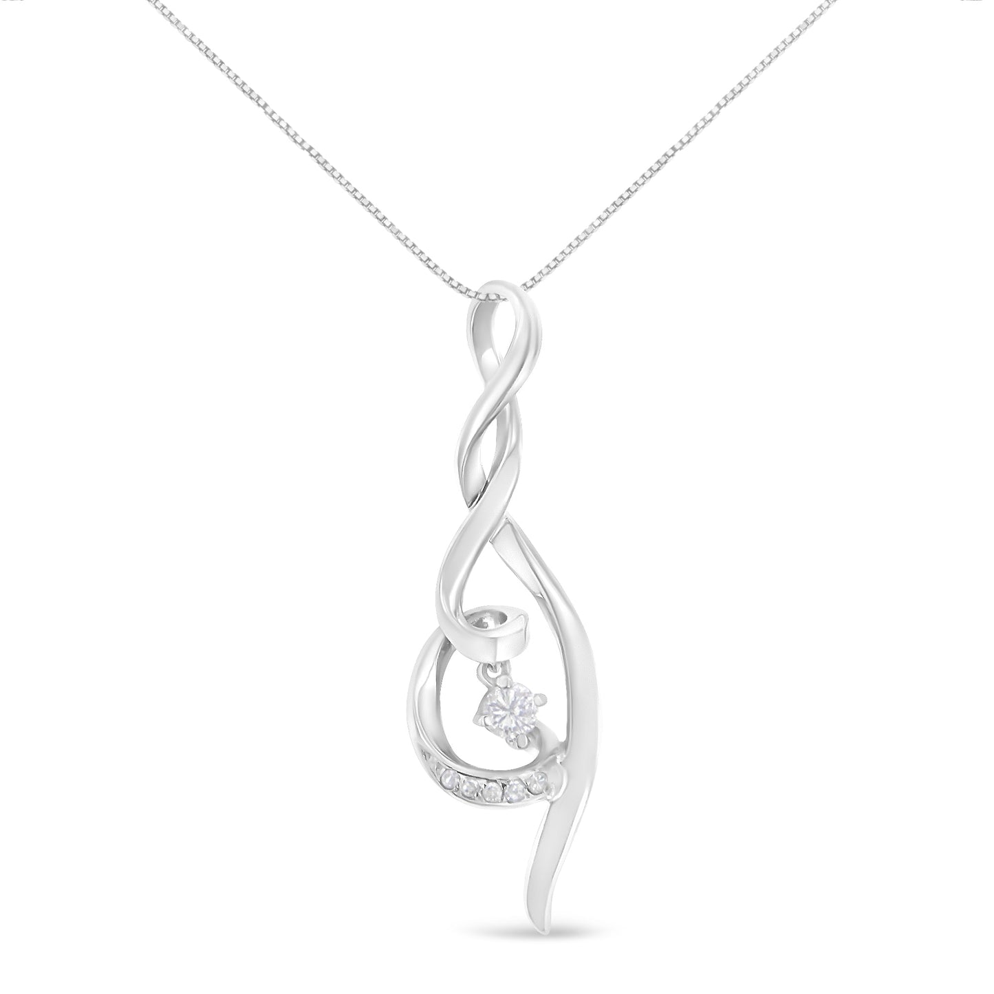 Espira 10K white gold 1/10 cttw diamond swirl pendant necklace by Bids.com on Tampa Home & Garden Store