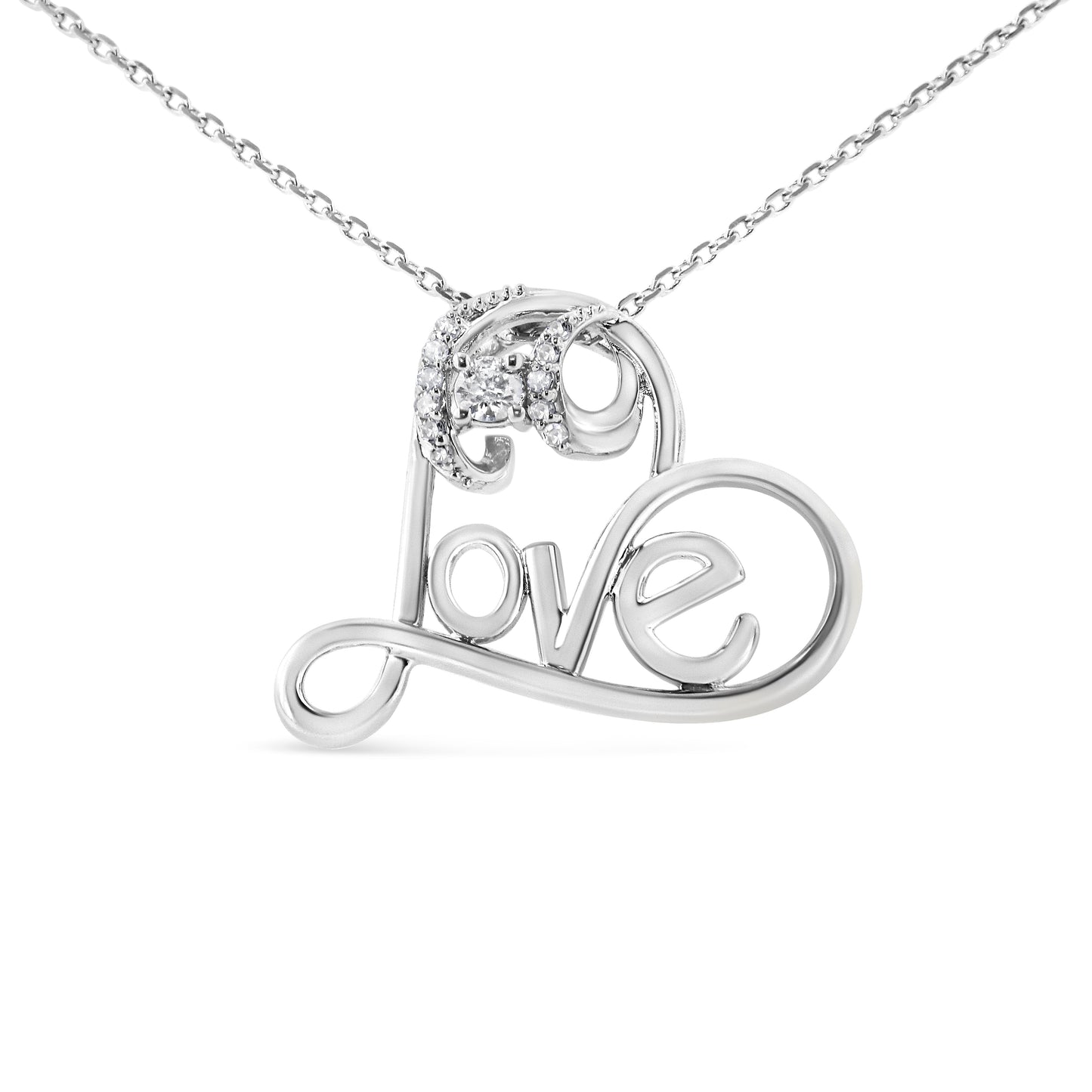 Sterling silver pendant necklace with 1/6 ct tw diamond-accented open heart and Love on Tampa Home & Garden Store