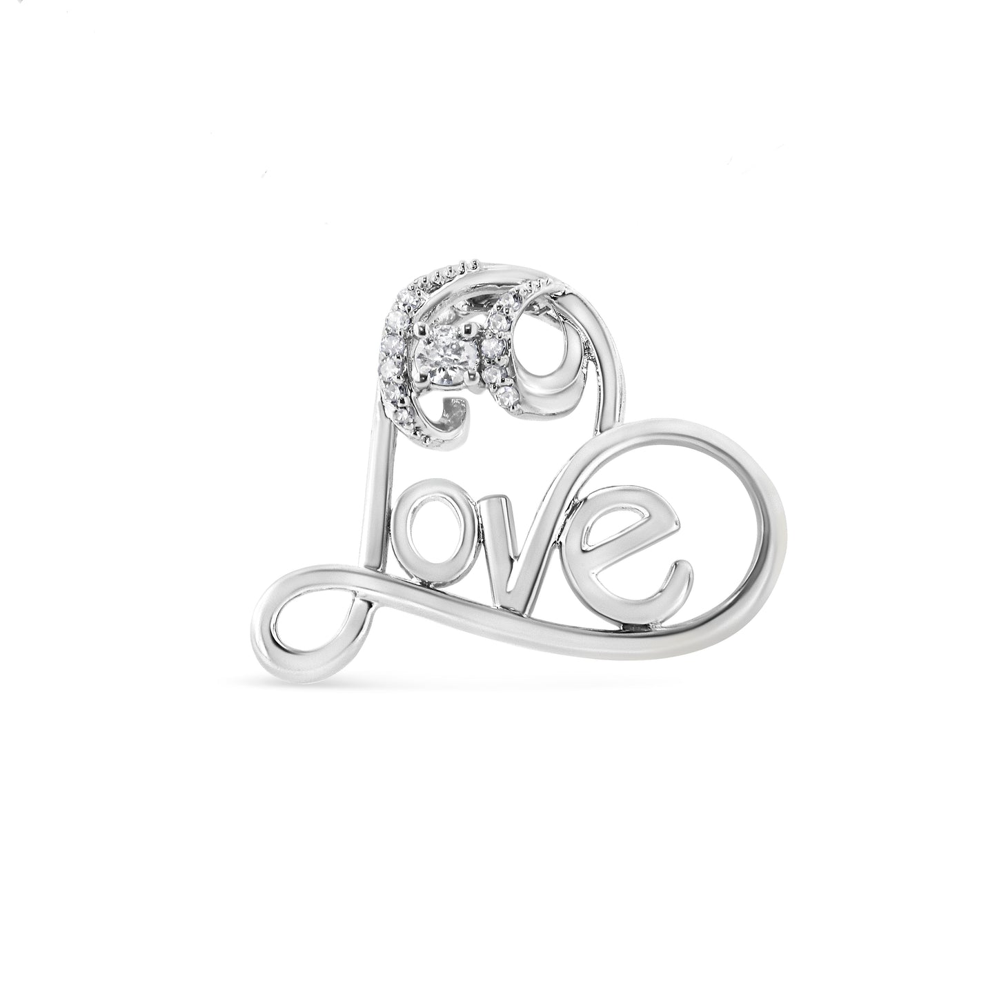 Sterling silver open heart pendant with 1/6 Cttw diamonds and Love script, 18in necklace on Tampa Home & Garden Store