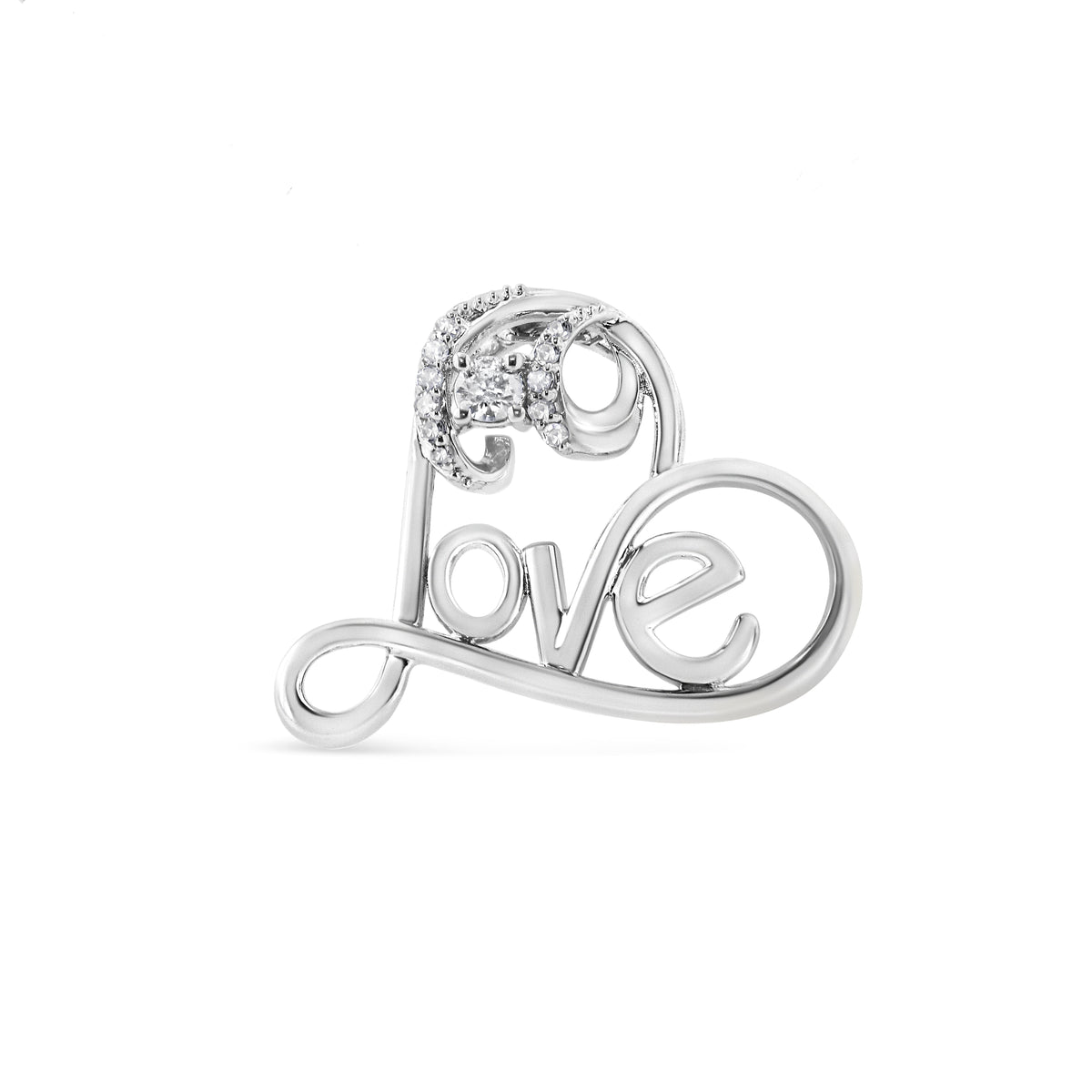 Sterling silver open heart pendant with 1/6 Cttw diamonds and Love script, 18in necklace on Tampa Home & Garden Store