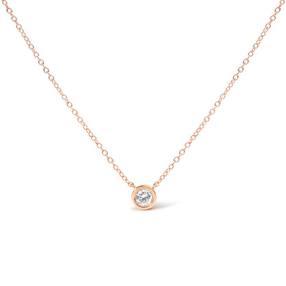 Bezel-set round diamond pendant necklace in rose gold on delicate chain on Tampa Home & Garden Store