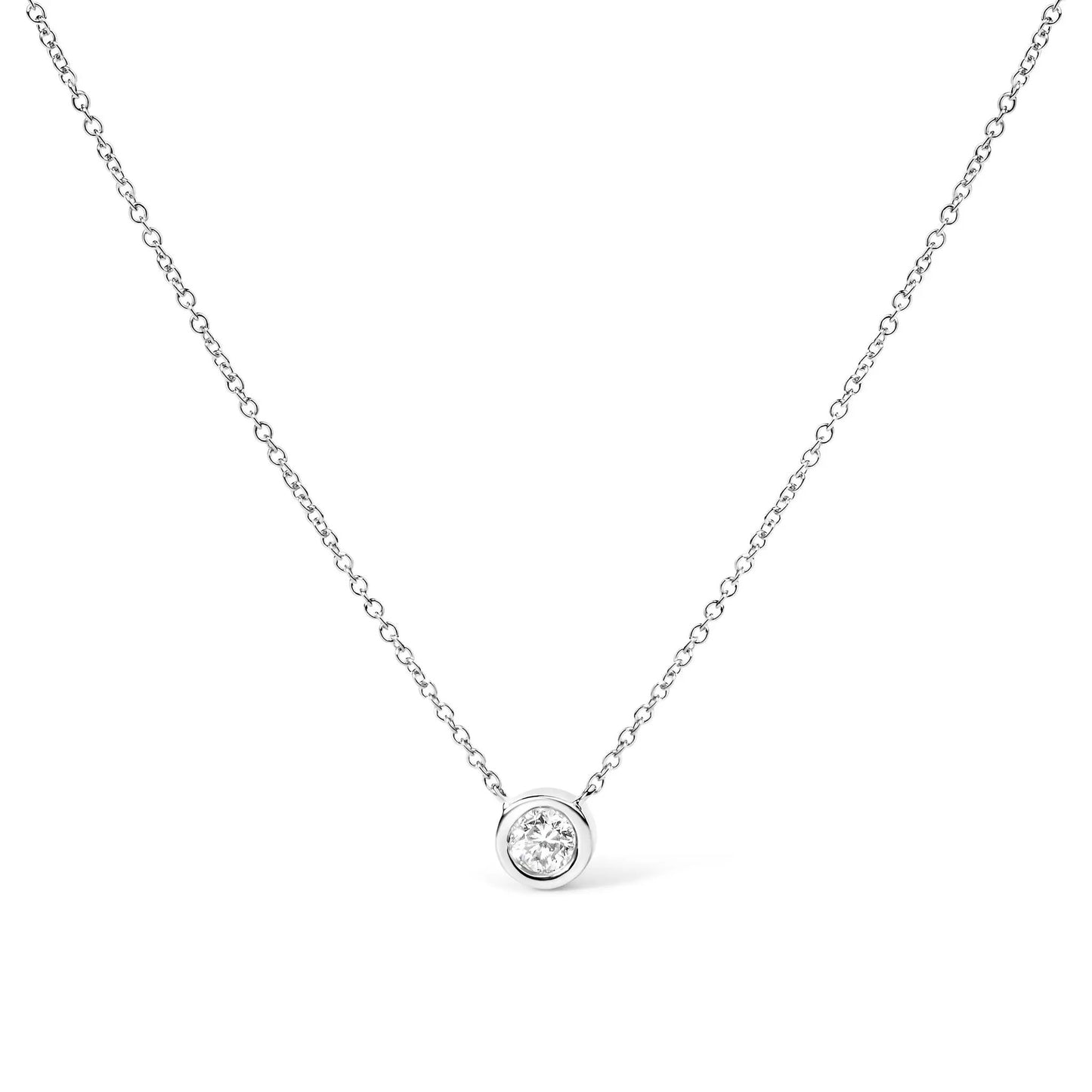 10K white gold bezel-set diamond pendant on 16-18in chain SI2-I1 H-I color by Bids.com on Tampa Home & Garden Store