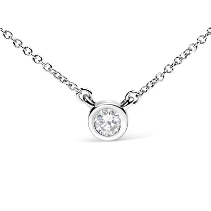 Bids.com 10K white gold bezel-set diamond pendant necklace, round solitaire, 16-18 in on Tampa Home & Garden Store