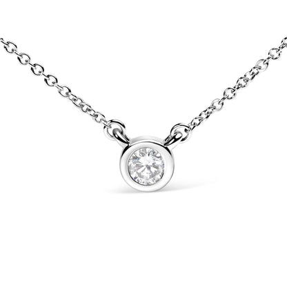 10K white gold bezel-set diamond pendant necklace with round brilliant-cut diamond on 16–18 in chain on Tampa Home & Garden Store