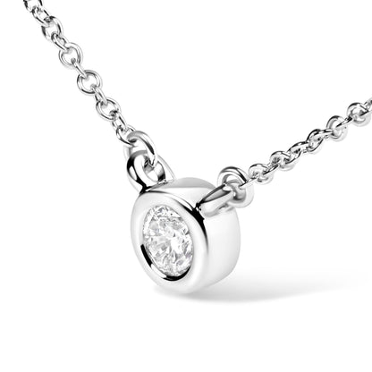 Bezel-set diamond pendant necklace in 10K white gold round brilliant-cut diamond on chain on Tampa Home & Garden Store