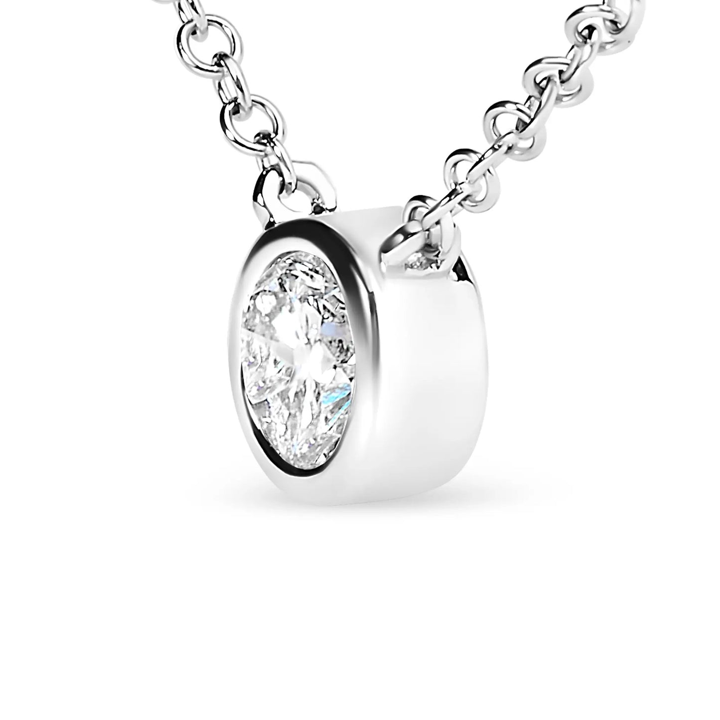 10K white gold bezel-set round diamond pendant necklace on 16-18 inch chain on Tampa Home & Garden Store