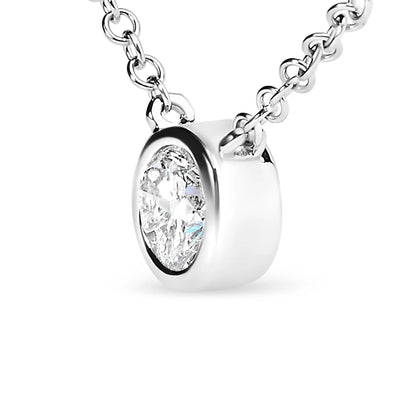 10K white gold bezel-set round diamond pendant necklace on 16-18 inch chain on Tampa Home & Garden Store