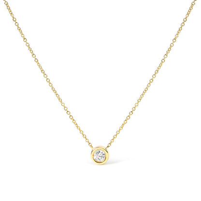 Gold bezel-set diamond pendant necklace with round diamond on yellow gold chain on Tampa Home & Garden Store