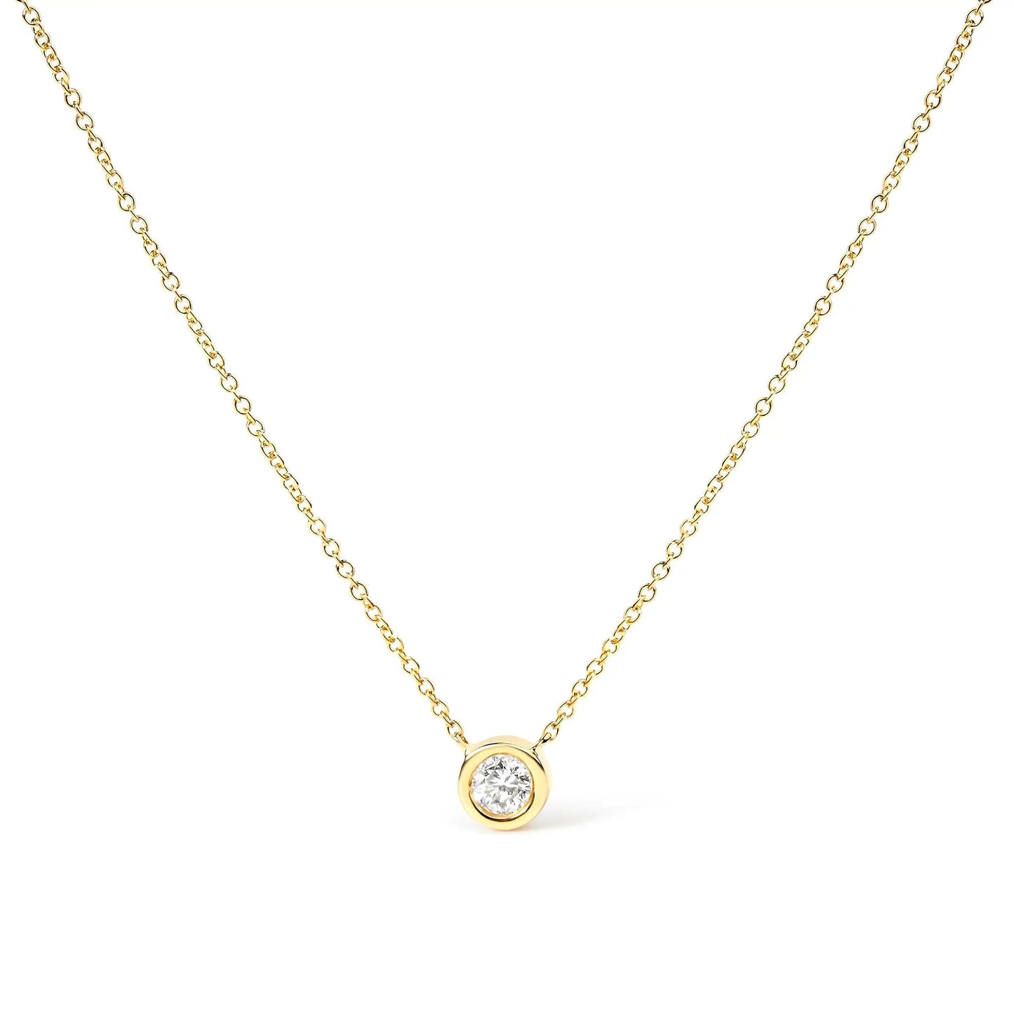 Bezel-set diamond pendant necklace with gold-tone chain on Tampa Home & Garden Store