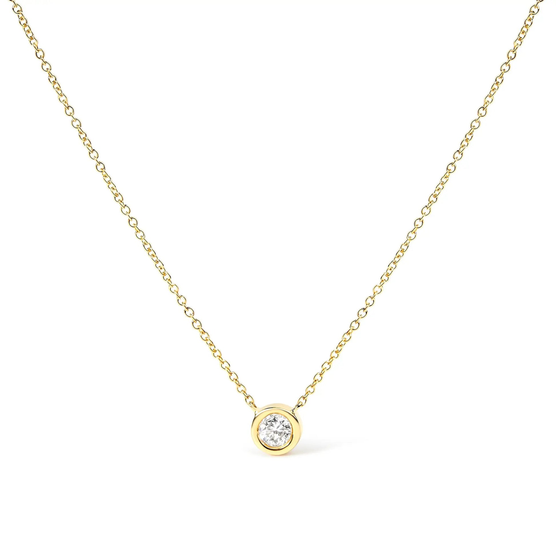 Bezel-set diamond pendant necklace with gold-tone chain on Tampa Home & Garden Store