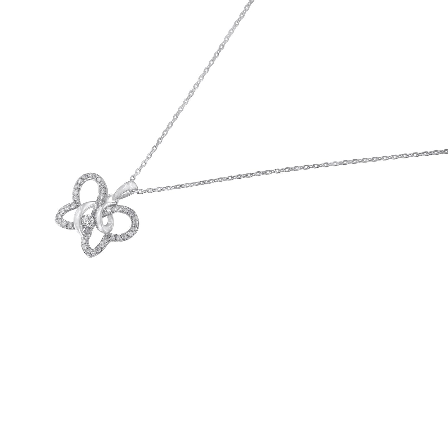 Sterling silver butterfly pendant necklace with 1/4 cttw diamonds on 18 inch chain on Tampa Home & Garden Store
