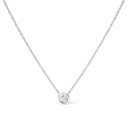 10K white gold bezel-set diamond pendant necklace 1/10 ct round, 16–18in chain, Bids.com on Tampa Home & Garden Store