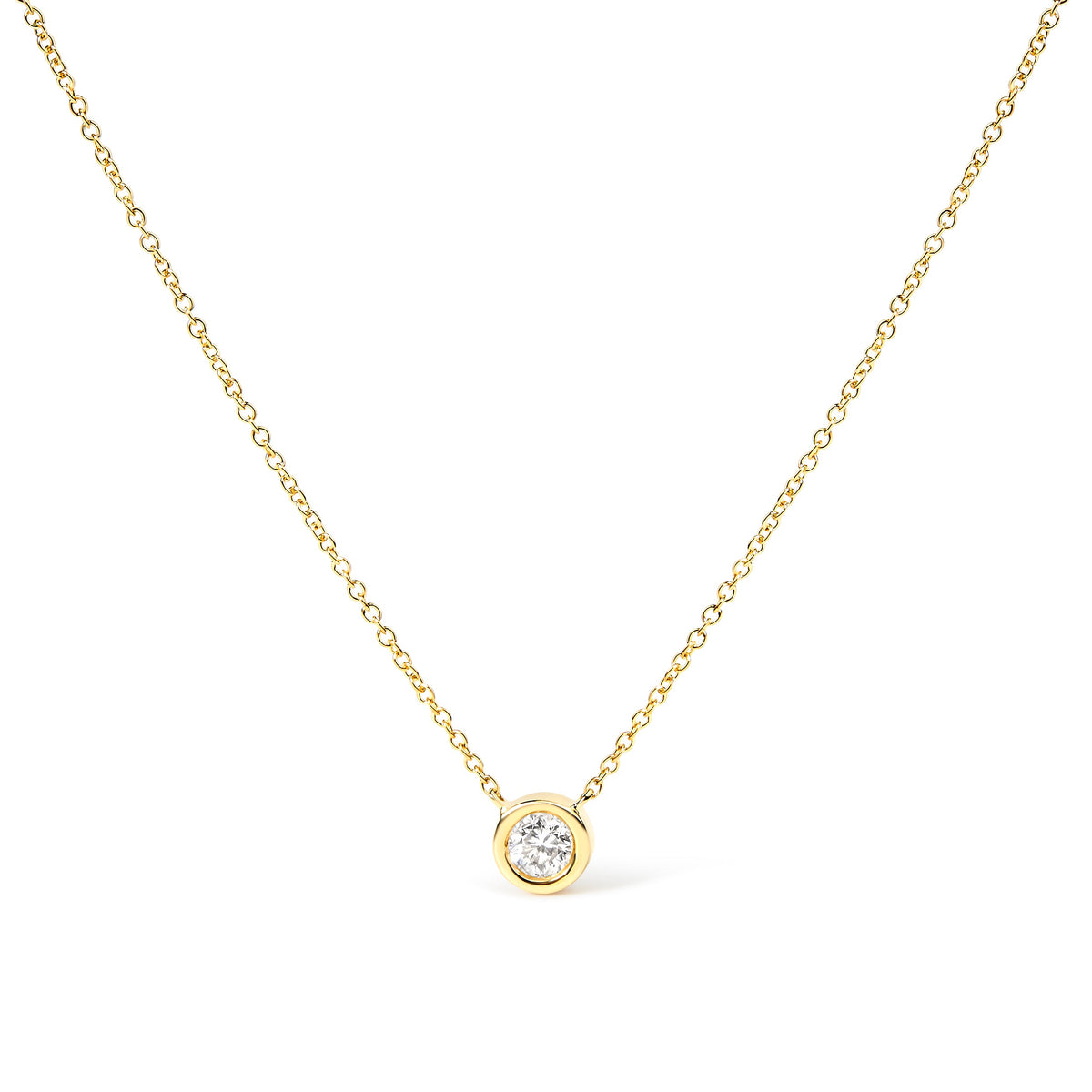 Necklace 14K white gold bezel-set lab-grown diamond solitaire pendant, 16-18 in chain on Tampa Home & Garden Store