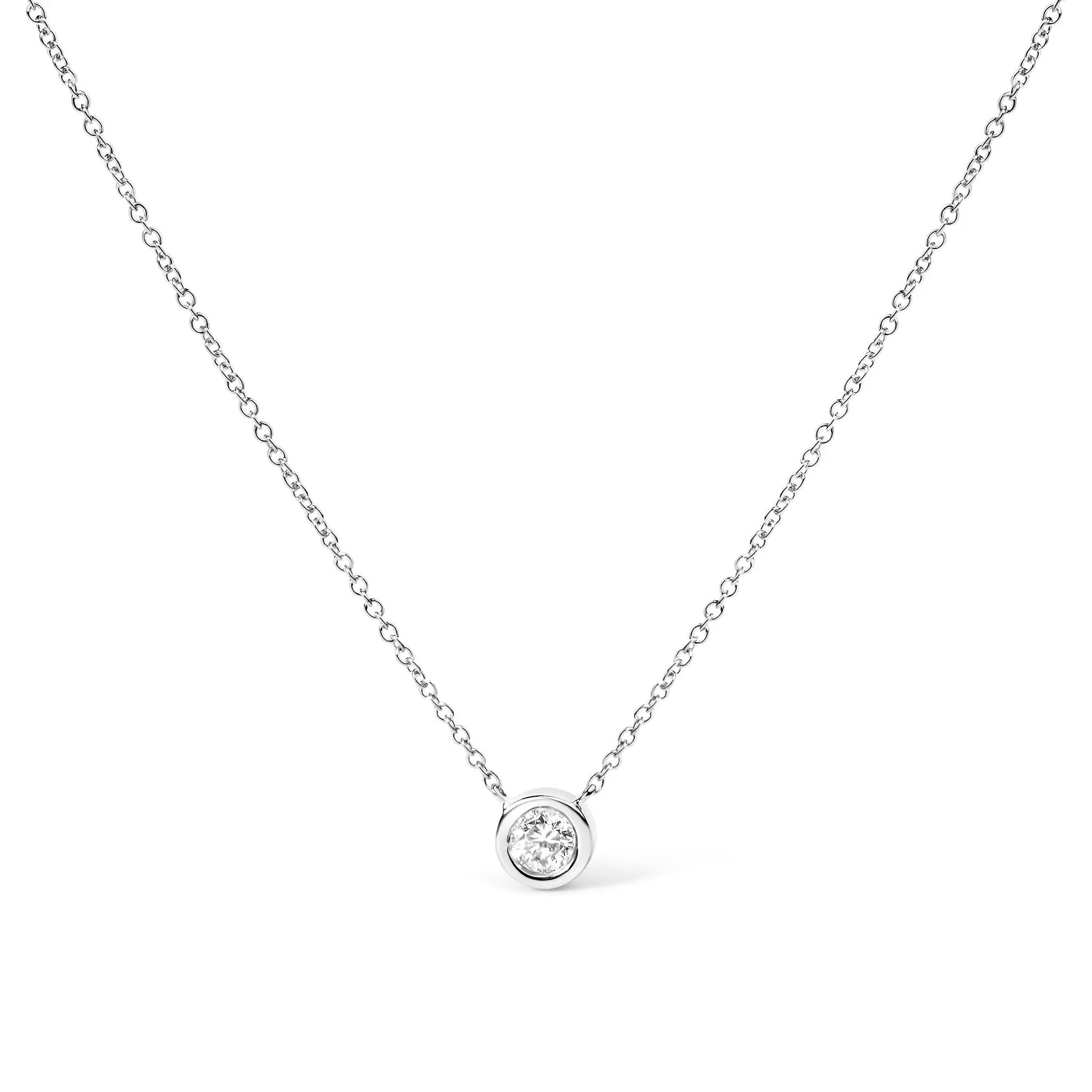 Necklace 10K white gold bezel-set diamond pendant on chain, 1/10ct, H-I SI2-I1, Bids.com on Tampa Home & Garden Store