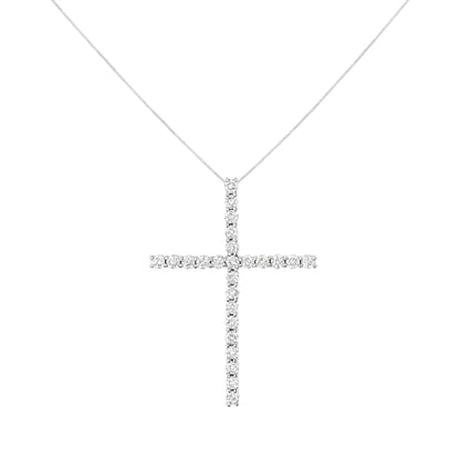 Sterling silver cross pendant with 3.0cttw diamonds on a box chain, 18in, I-J color I2-I3 clarity on Tampa Home & Garden Store