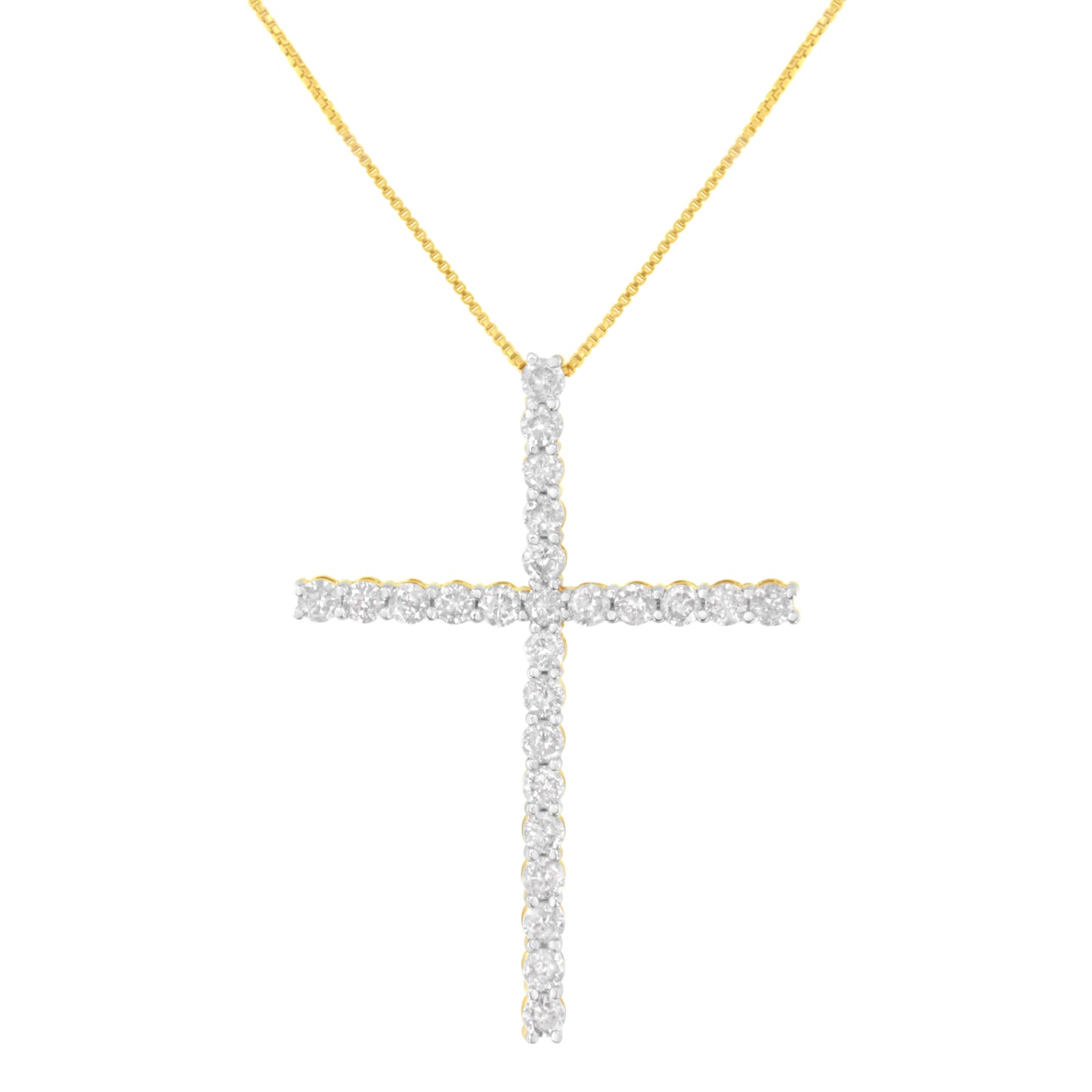Gold box-chain necklace with diamond pave cross pendant, 18-inch length, by Bids.com on Tampa Home & Garden Store