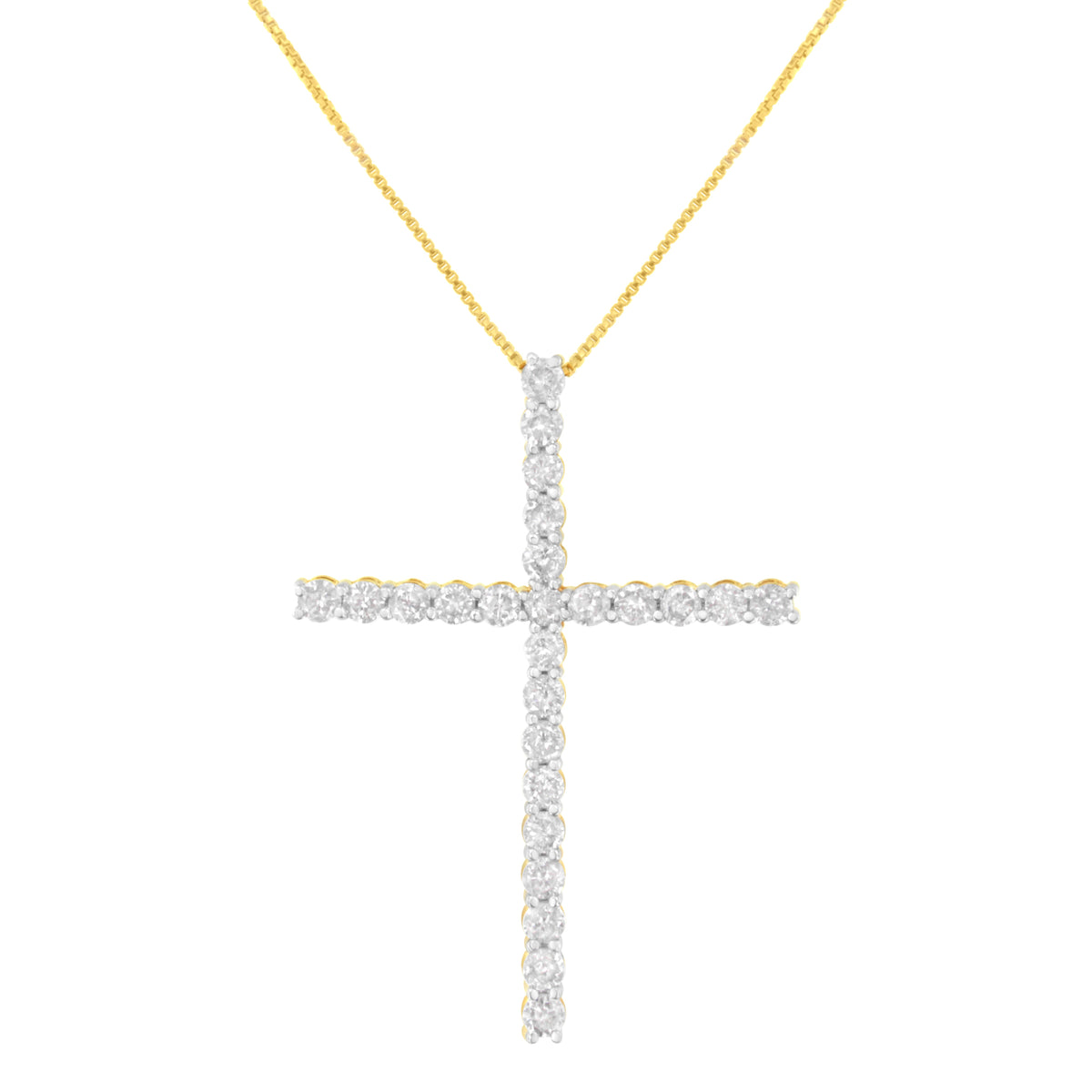 Gold box-chain necklace with diamond pave cross pendant, 18-inch length, by Bids.com on Tampa Home & Garden Store