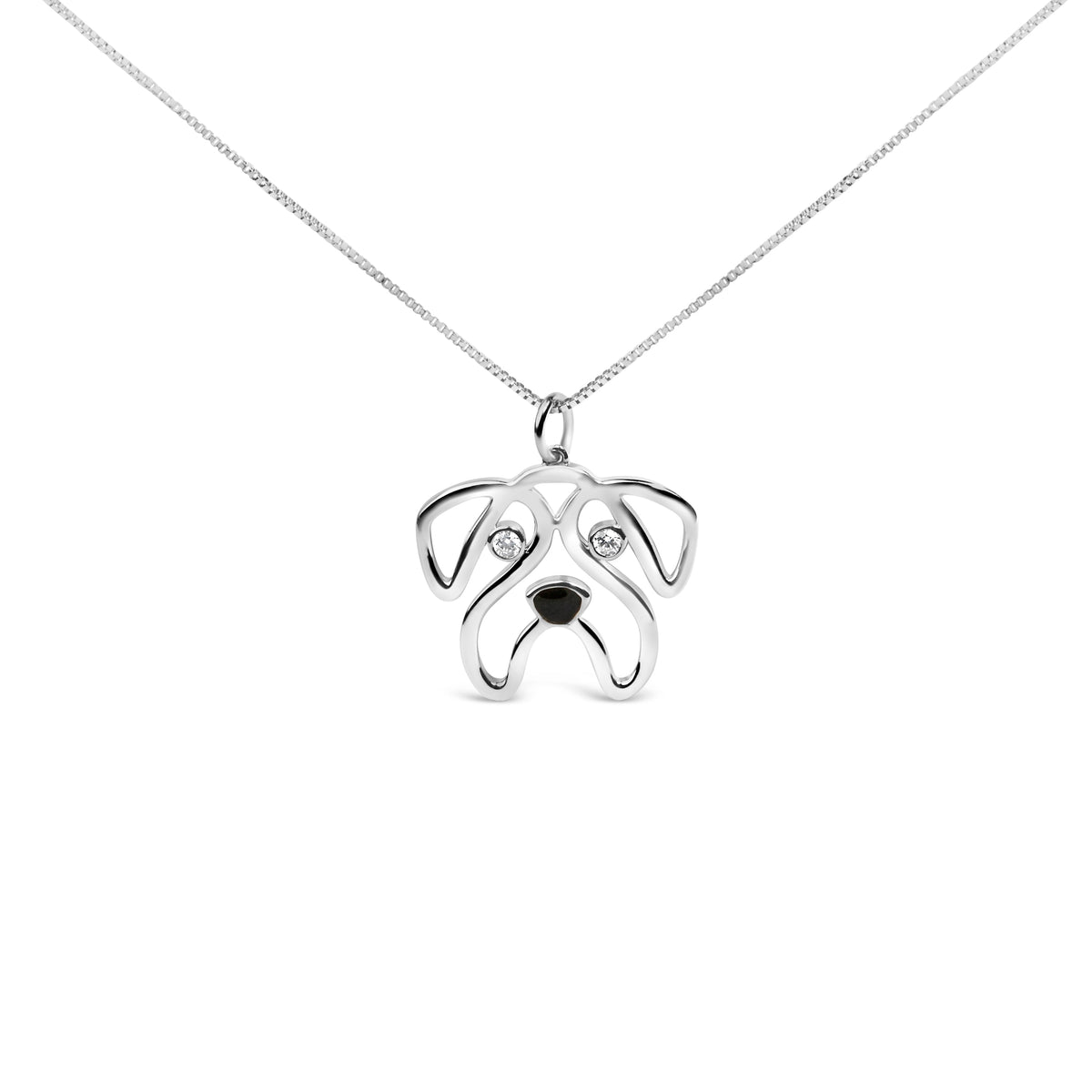 Sterling silver pug pendant necklace with diamond accents on 18-inch chain on Tampa Home & Garden Store