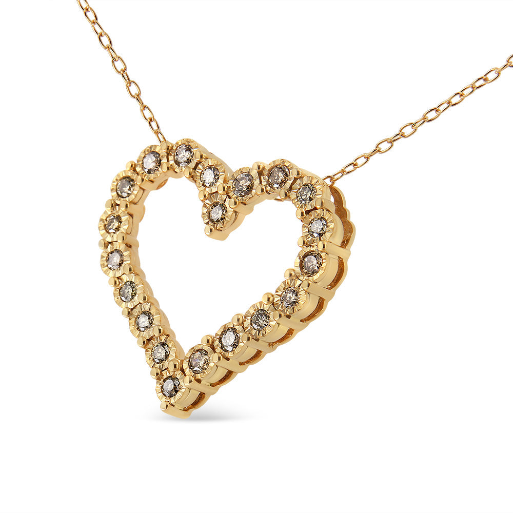 Heart pendant necklace with 1/2 Cttw champagne diamonds in yellow gold, 18in chain Bids.com on Tampa Home & Garden Store