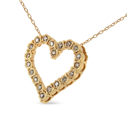 Heart pendant necklace with 1/2 Cttw champagne diamonds in yellow gold, 18in chain Bids.com on Tampa Home & Garden Store