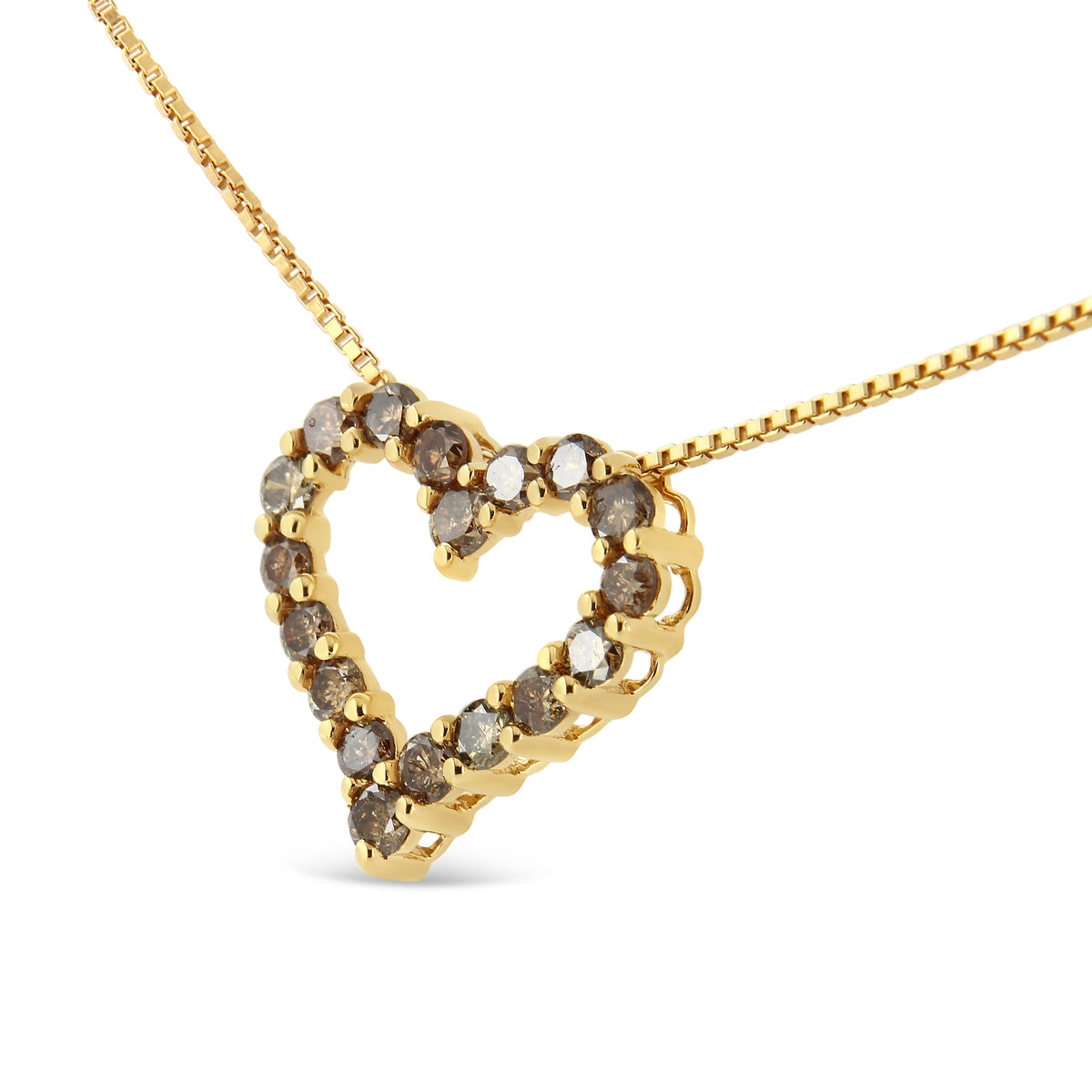 Champagne diamond heart pendant necklace 1.0 Cttw, 18in, 14K yellow gold plated .925 silver on Tampa Home & Garden Store