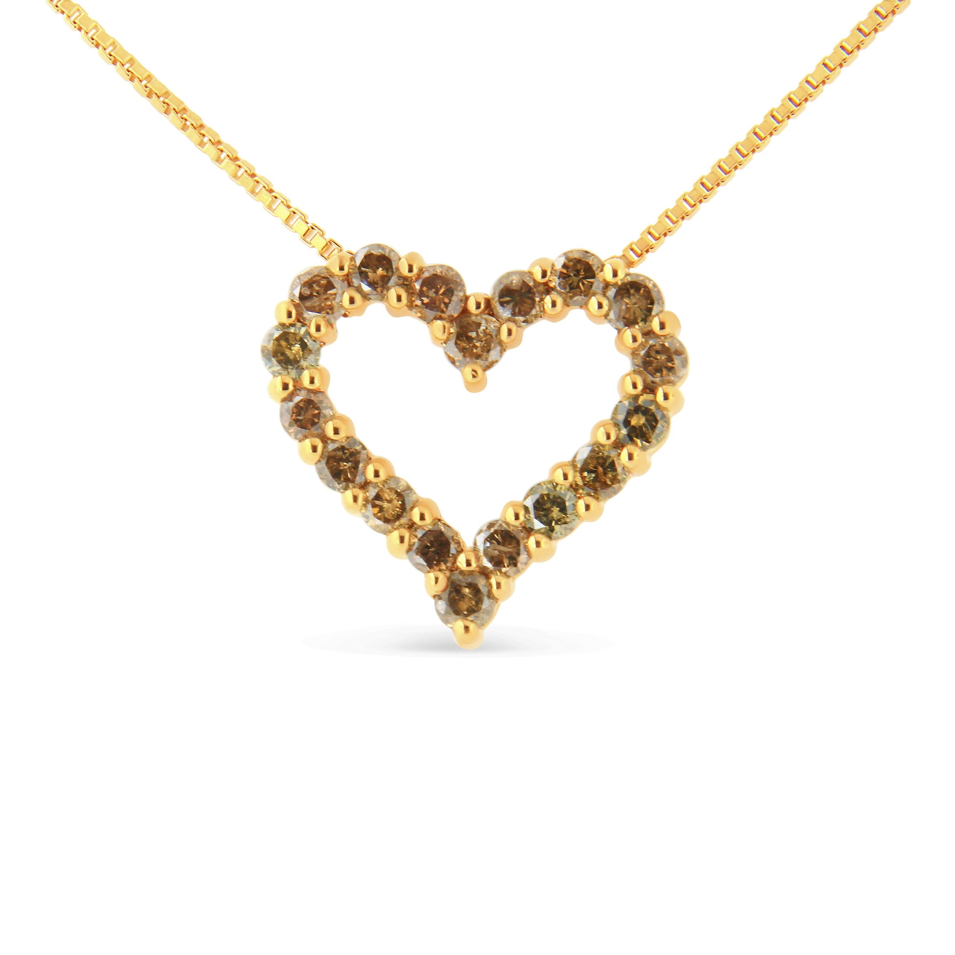 Champagne diamonds heart pendant necklace by Bids.com on yellow gold plated chain, 18-inch length, on Tampa Home & Garden Store
