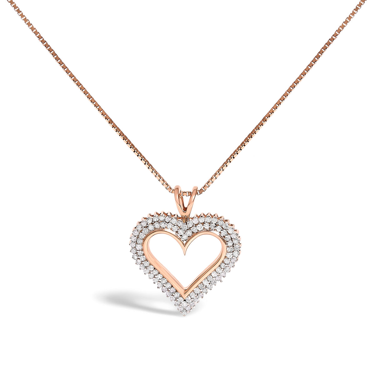 Rose gold-tone diamond heart pendant necklace with pavé halo and 18-inch chain on Tampa Home & Garden Store