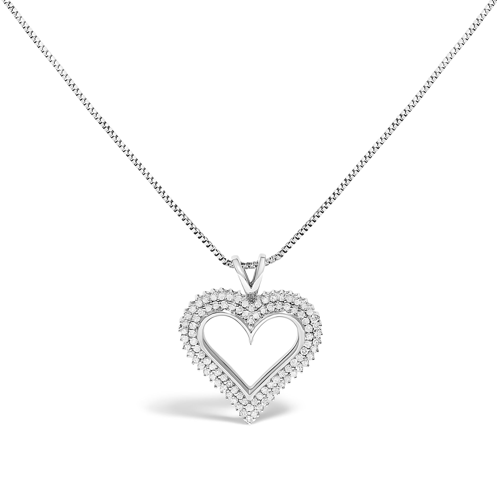 Sterling silver 1.00 cttw diamond heart pendant necklace I-J color I2-I3 clarity on chain on Tampa Home & Garden Store