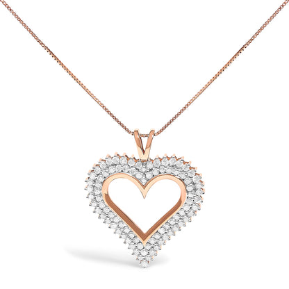 Rose gold-tone heart pendant necklace with pave diamond halo 1.00 cttw, 18-inch chain on Tampa Home & Garden Store
