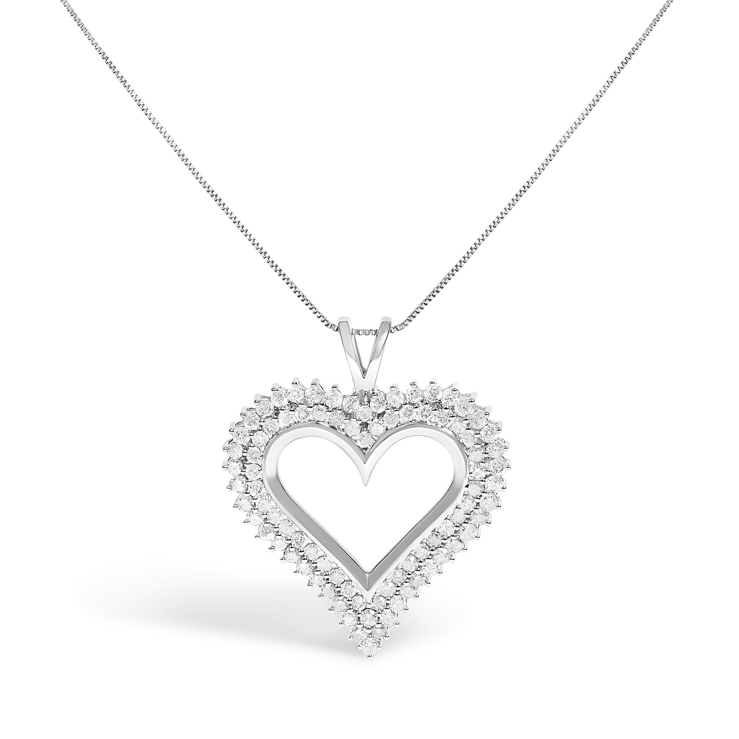 Sterling silver 1.00 cttw diamond heart pendant necklace, I-J color I2-I3 clarity, 18-inch on Tampa Home & Garden Store