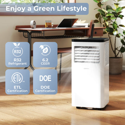 Acondicionador de aire portátil de 8000 BTU, unidad de CA 3 en 1 de piso, ventilador y deshumidificador para habitación