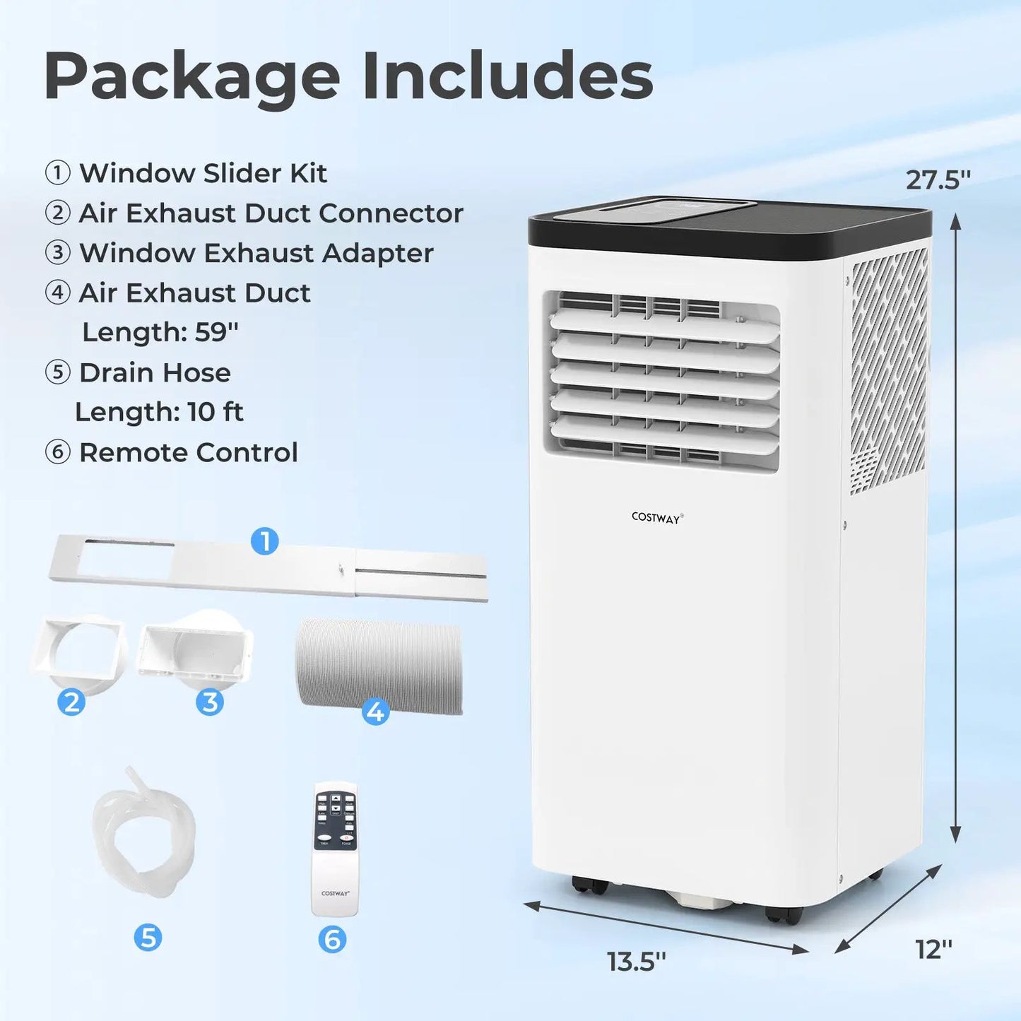 8000 BTU Portable Air Conditioner Dehumidifier