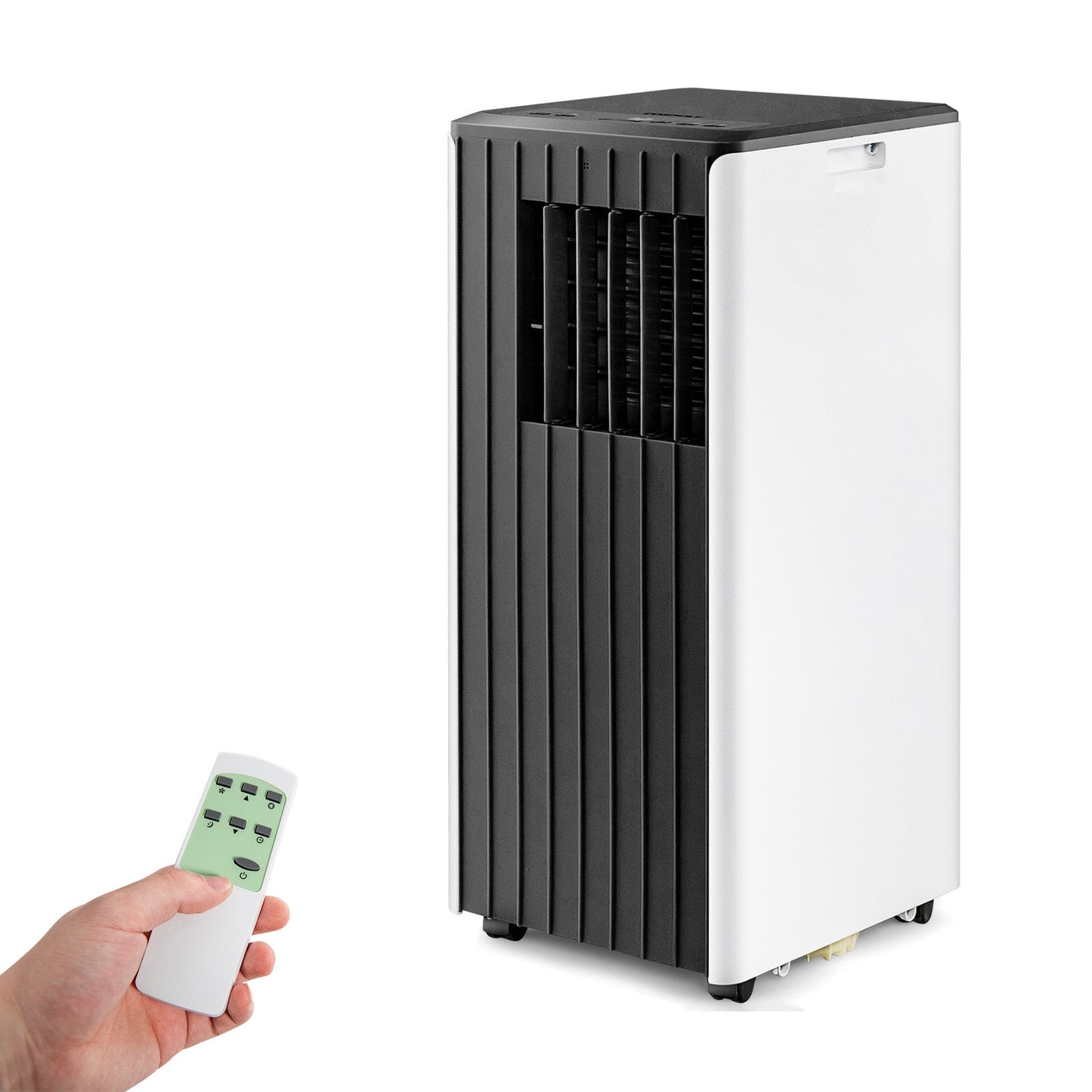 Acondicionador de aire portátil de 8000 BTU con humidificador frío y modo de suspensión - Blanco y negro