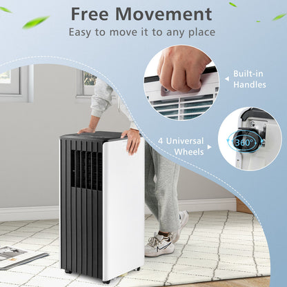 Acondicionador de aire portátil de 8000 BTU con humidificador frío y modo de suspensión - Blanco y negro