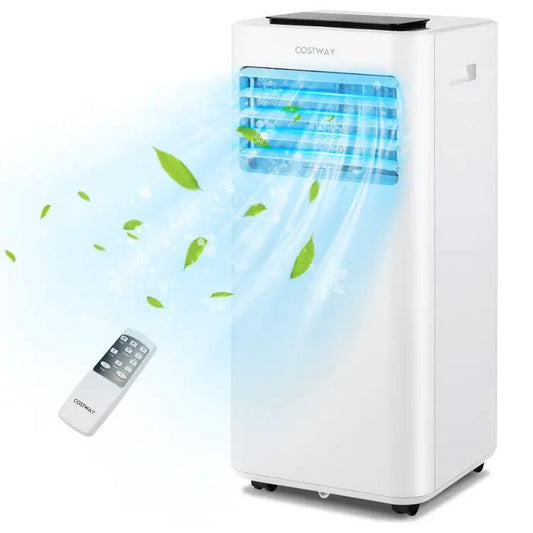 Costway 8000 BTU portable air conditioner 3-in-1 with remote, white unit on Tampa Home & Garden Store