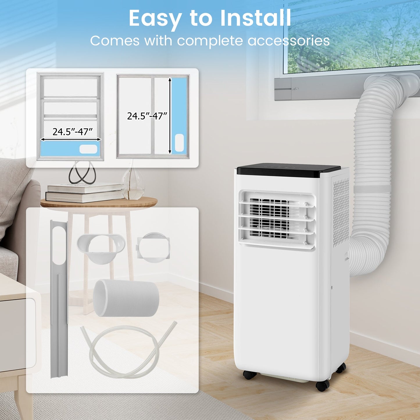 Aire Acondicionado Portátil de 8000 BTU con Control Remoto, Enfría hasta 23.2 m²