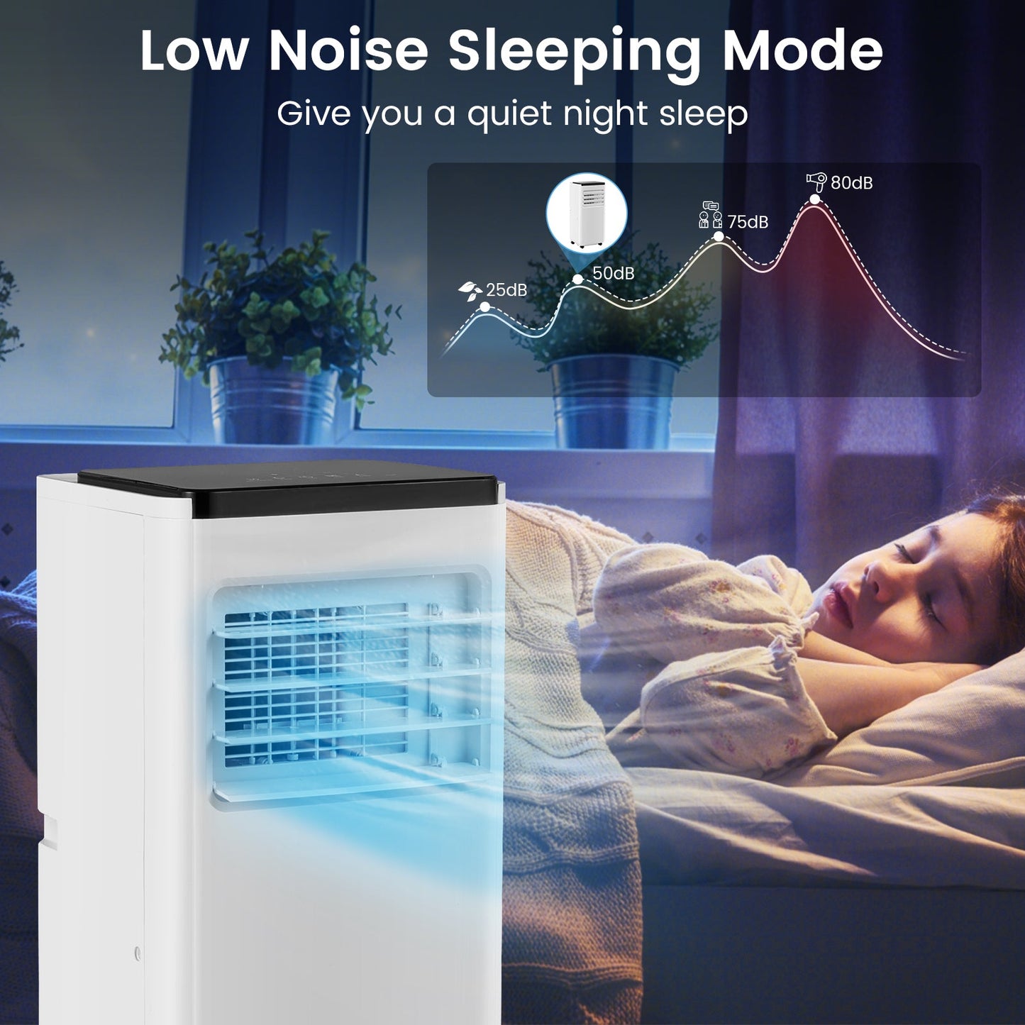 Aire Acondicionado Portátil de 8000 BTU con Control Remoto, Enfría hasta 23.2 m²