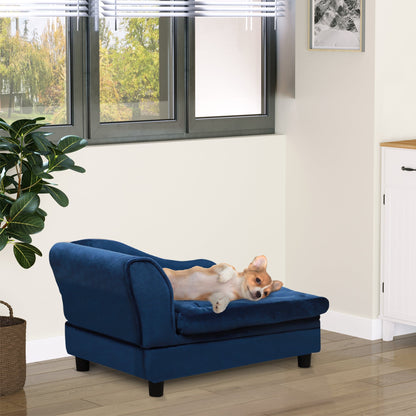 PawHut Luxury Fancy Dog Bed for Small Dogs with Hidden Storage blue velvet on Tampa Home & Garden Store