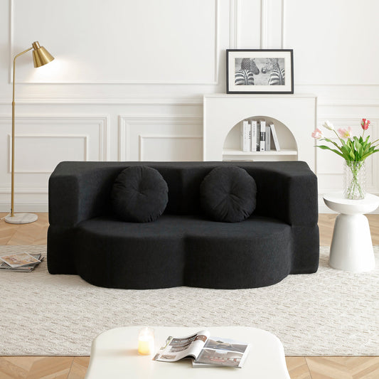 2-in-1 Folding Sofa Bed with Pillow, black fabric sofa HouseOfZazla in a chic living room on Tampa Home & Garden Store