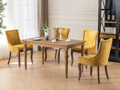 Ultra Side Dining Chair Set with solid wood legs in yellow upholstery around table 4 chairs on Tampa Home & Garden Store