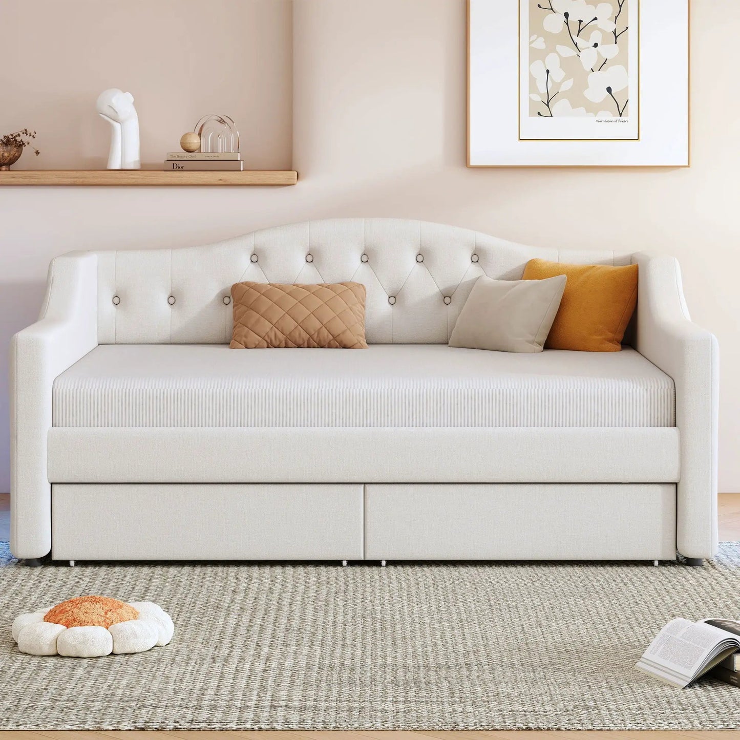 Daybed With LED Lighting and Upholstered Frame