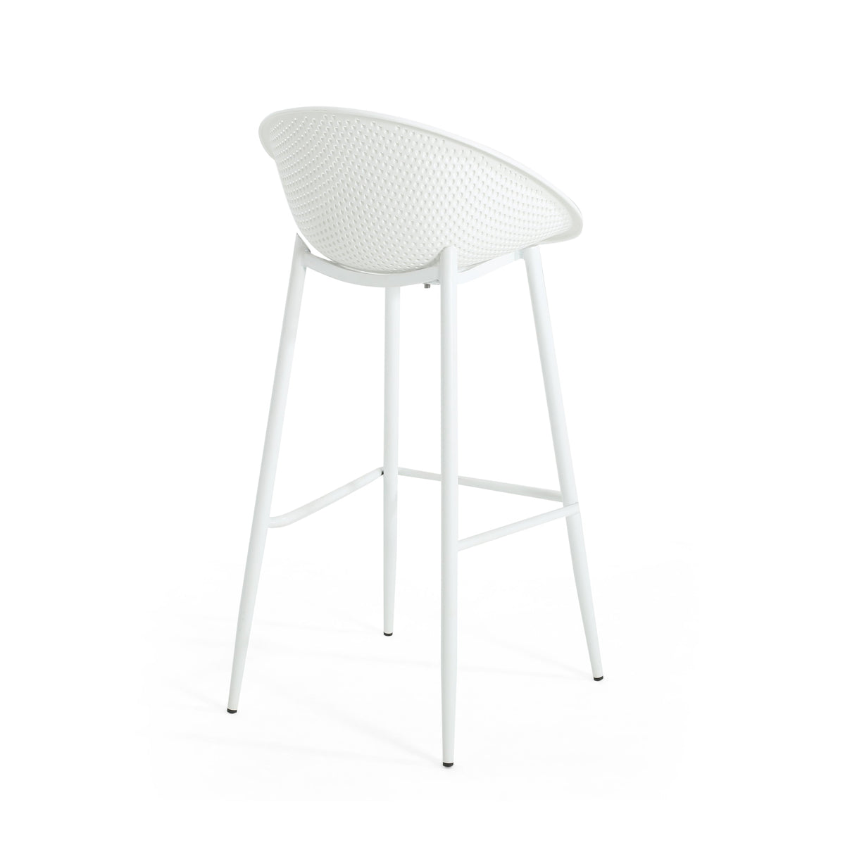 Modern Gable Outdoor Barstools set of 2 white with perforated backs on Tampa Home & Garden Store