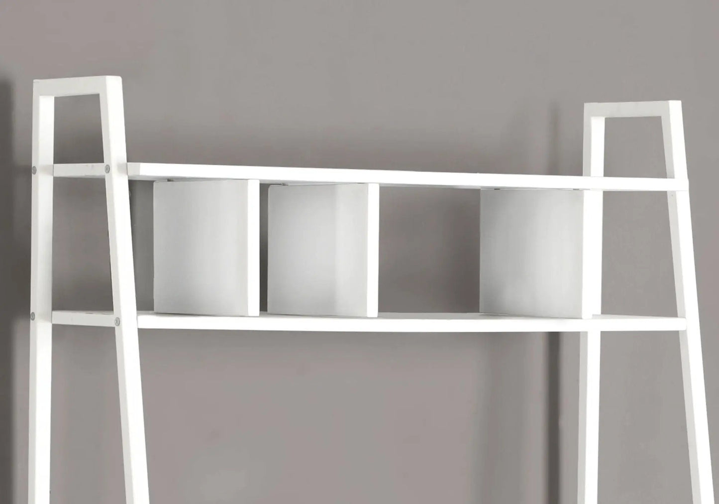 Computer desk white metal frame with 3 storage cubbies, leaning modern home office setup on Tampa Home & Garden Store