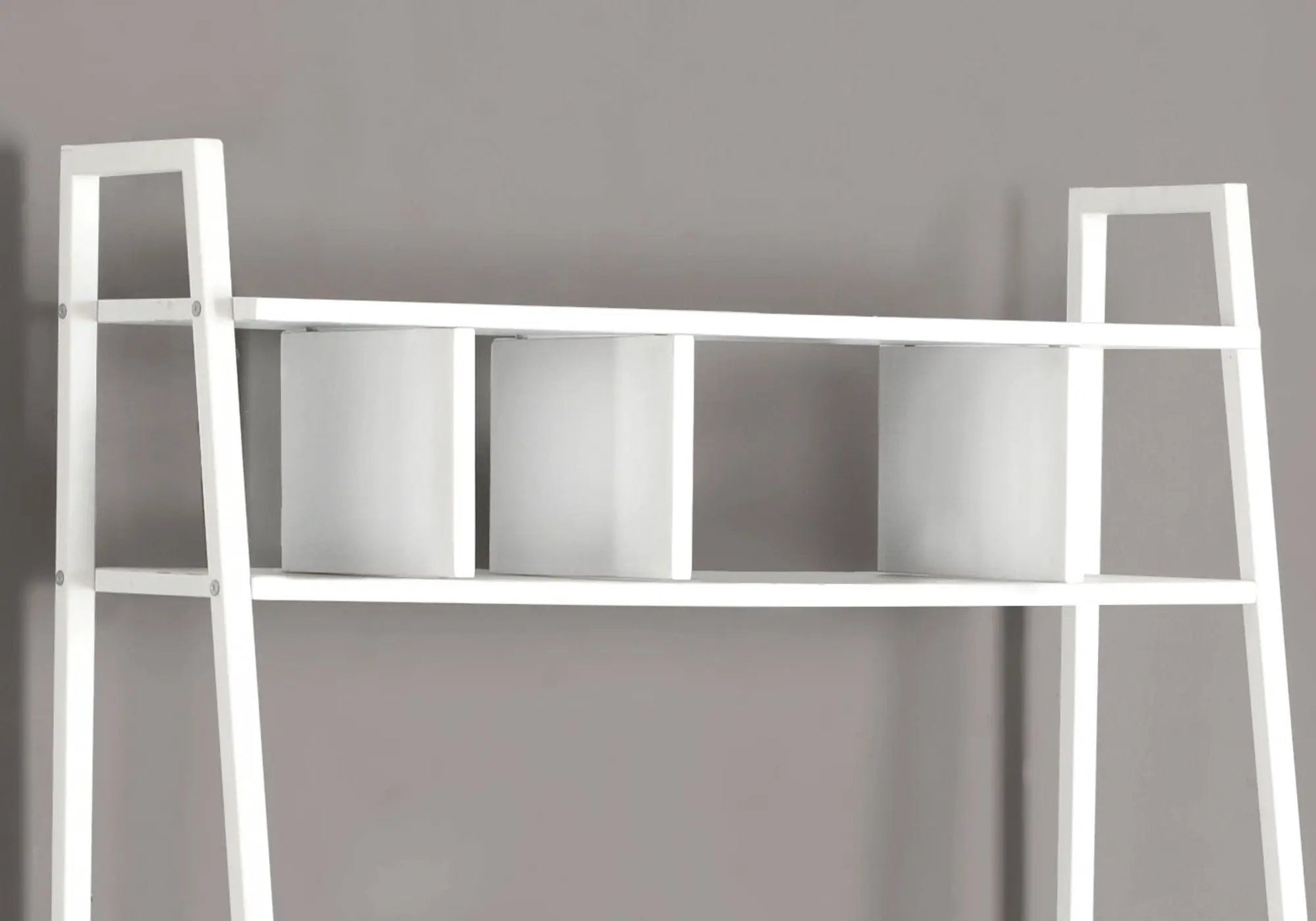 Computer desk white metal frame with 3 storage cubbies, leaning modern home office setup on Tampa Home & Garden Store